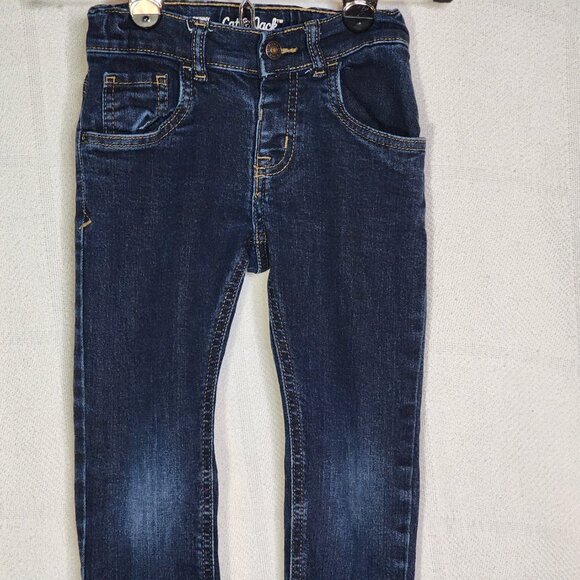 Cat and Jack Dark Wash Denim Slip On Adjustable Waist Stretch Skinny Jeans Sz 5T - Picture 4 of 16